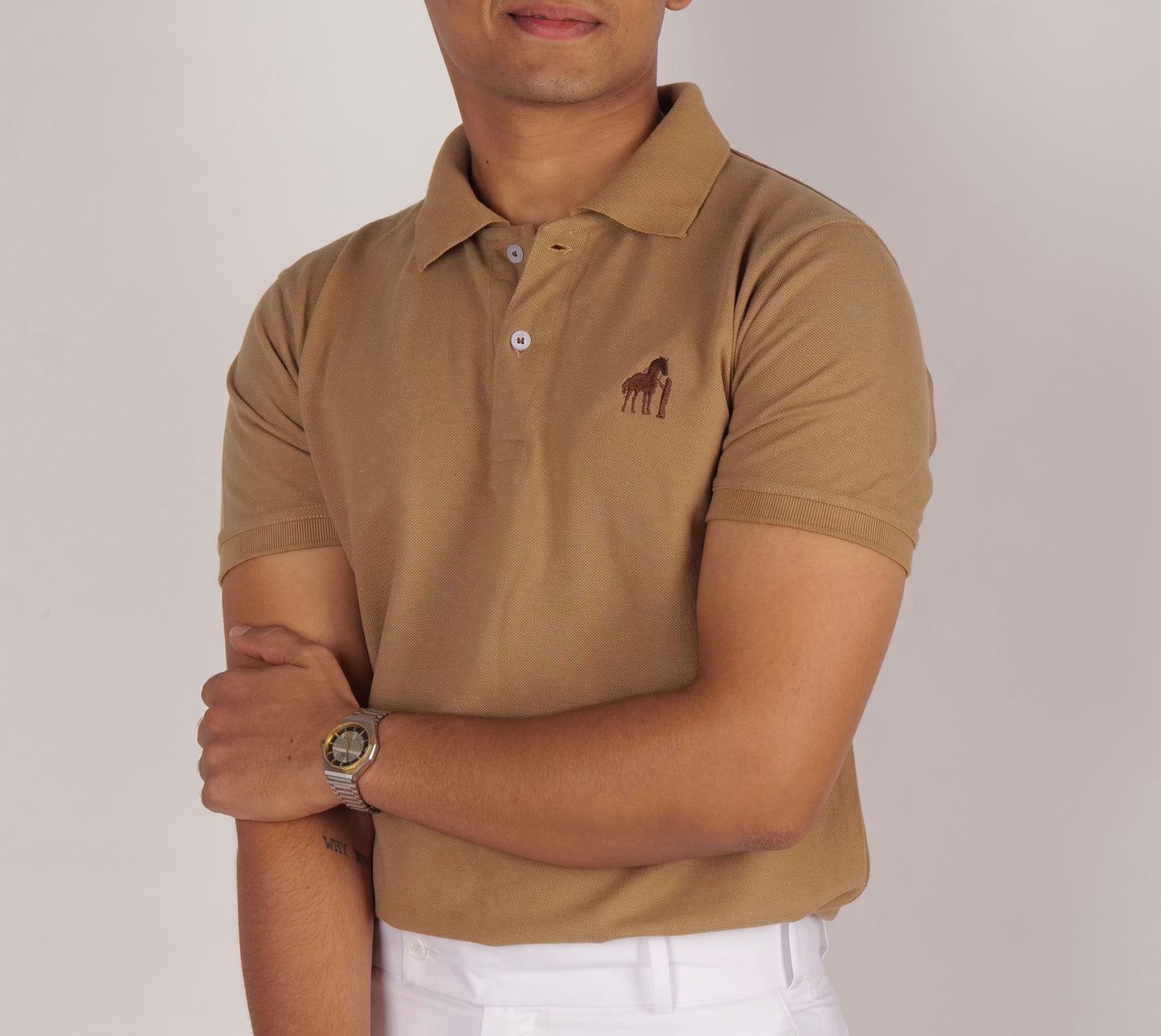 DYW 100% Premium Cotton Polo-Beige