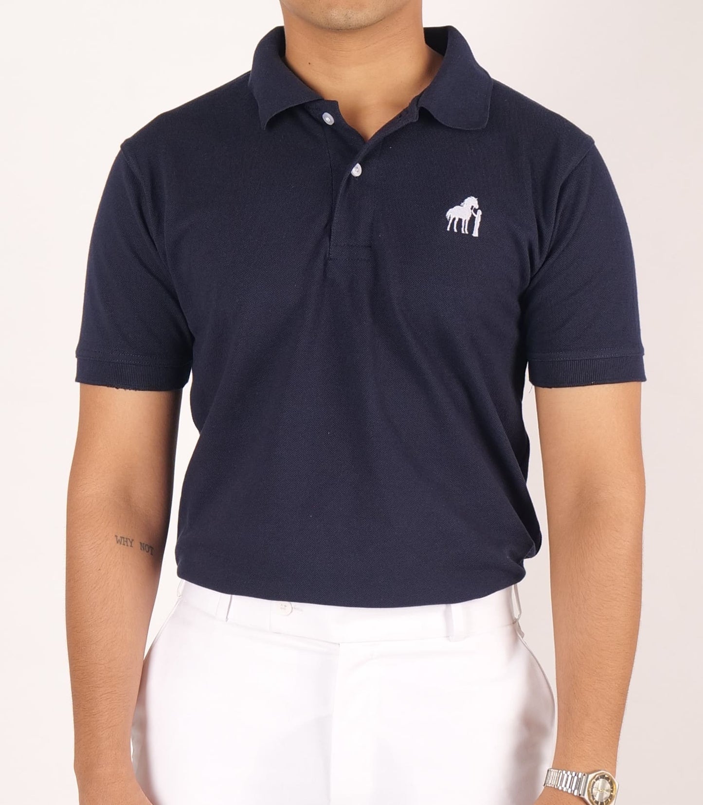 DYW 100% Premium Cotton Polo – Navy Blue