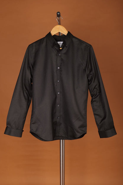 DYW 100% Egyptian Cotton Shirt – Tuxedo Button Edition (Black)