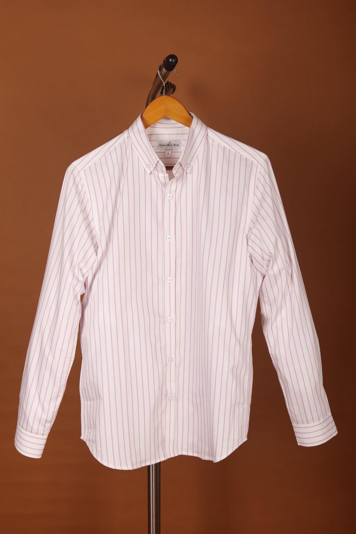 Heirloom Haze Shirt – White & Lavender | 100% Giza Cotton
